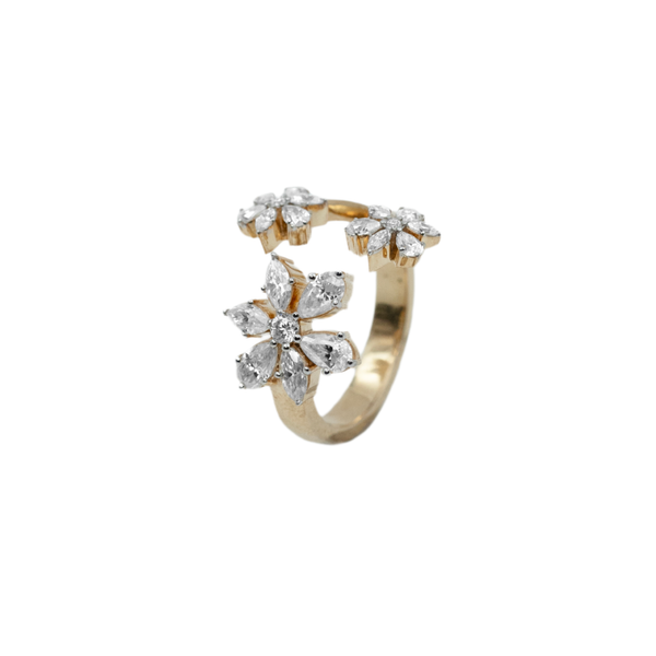 925 SILVER THREE FLOWER RING