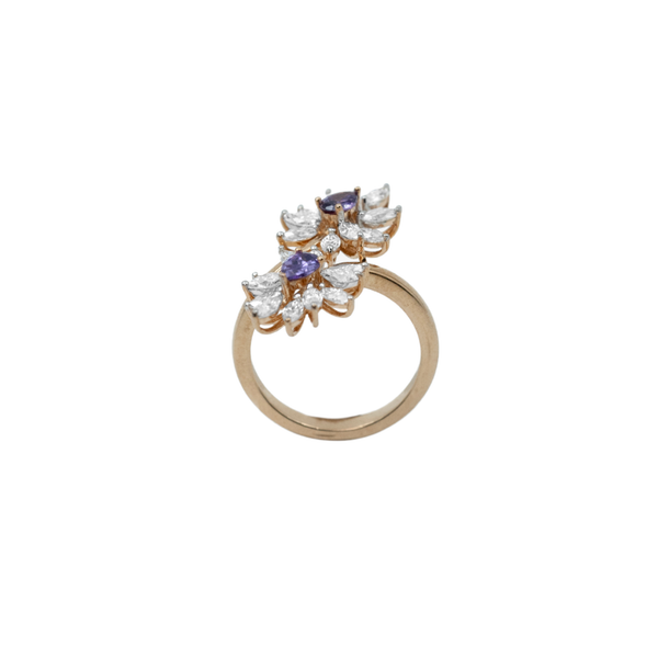 925 SILVER TWO FLOWER RING