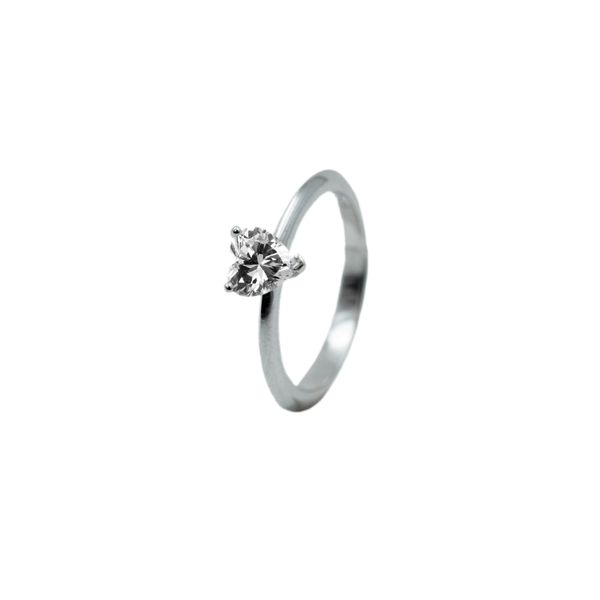 925 SILVER HEART SOLITAIRE RING
