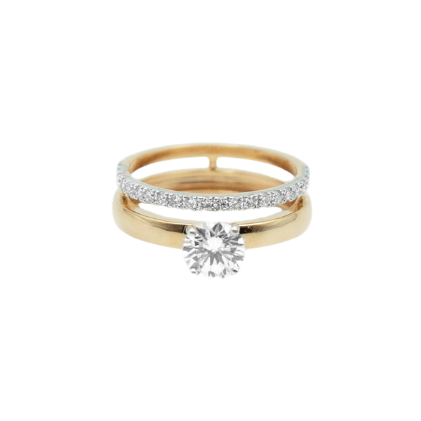 925 SILVER DOUBLE BAND SOLITAIRE RING